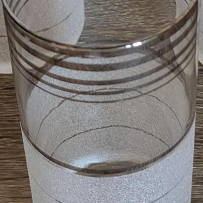 LOT 90 K: MC Silver/Frosted Glasses & Anchor Hocking Golden Peaks Atomic Arrow Cocktail Glasses