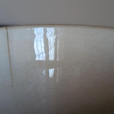LOT 91K: Antique/Vintage Yellow Ware & White Mixing Bowls With Blue Stripes