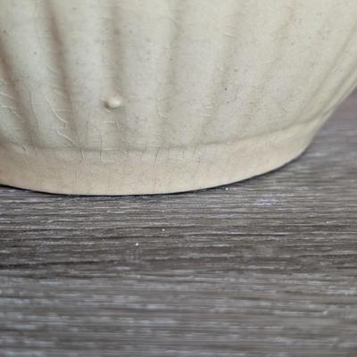 LOT 91K: Antique/Vintage Yellow Ware & White Mixing Bowls With Blue Stripes