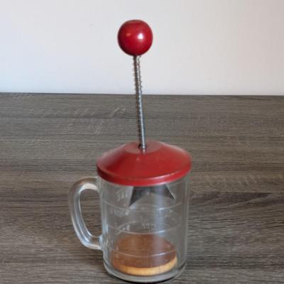 LOT 92K: How About Those Apples? Collectible Indiana Cast Iron Apple Peeler, Vintage Glass/Metal Food Chopper, Syrup Dispenser &...