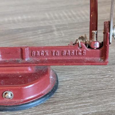 LOT 92K: How About Those Apples? Collectible Indiana Cast Iron Apple Peeler, Vintage Glass/Metal Food Chopper, Syrup Dispenser &...