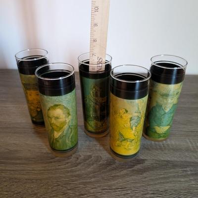 LOT 93K: Vintage 1960's Highball Glasses With Van Gogh Paintings