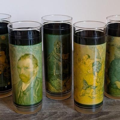 LOT 93K: Vintage 1960's Highball Glasses With Van Gogh Paintings