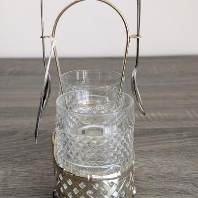 LOT 96K: Antique/Vintage Set Of 6 Metal & Glass Mugs, Silver Plated Leonard Condiment Caddy With Cut Crystal Glasses, 2 Spoons &...