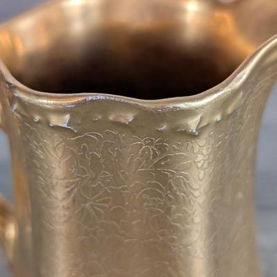 LOT 98K: Vintage Wheeling Gold China Teapot With Pitchers & Noritake Serving Dish