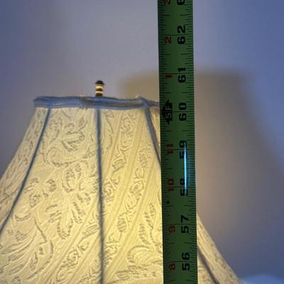 LOT 121A: Thomasville Allegro Faux Bamboo Nightstand & Brass Floor Lamp Circa 1960’s