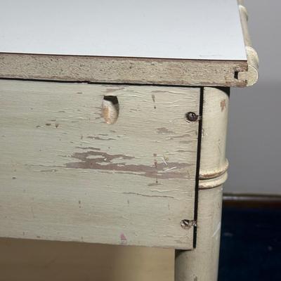 LOT 121A: Thomasville Allegro Faux Bamboo Nightstand & Brass Floor Lamp Circa 1960’s