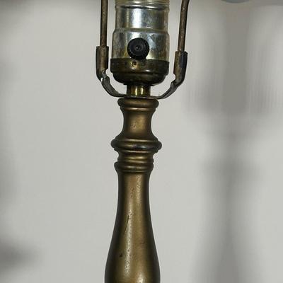 LOT 121A: Thomasville Allegro Faux Bamboo Nightstand & Brass Floor Lamp Circa 1960’s