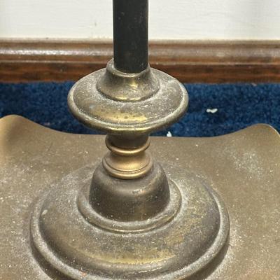 LOT 121A: Thomasville Allegro Faux Bamboo Nightstand & Brass Floor Lamp Circa 1960’s