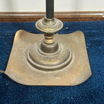 LOT 121A: Thomasville Allegro Faux Bamboo Nightstand & Brass Floor Lamp Circa 1960’s