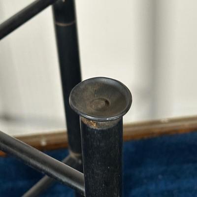 LOT 122A: Vintage Folding Toleware Tray Table w/ Wheels