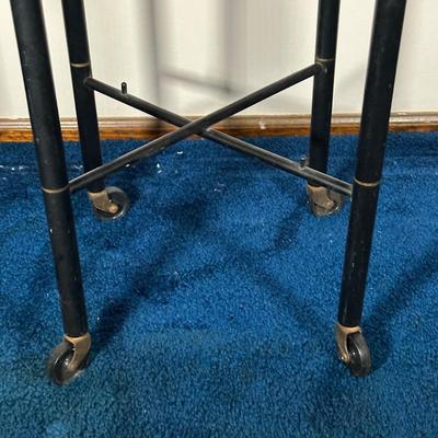 LOT 122A: Vintage Folding Toleware Tray Table w/ Wheels