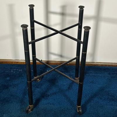 LOT 122A: Vintage Folding Toleware Tray Table w/ Wheels