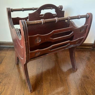 LOT 124H: Vintage Wingback Lounge Chair w/ Magazine Rack