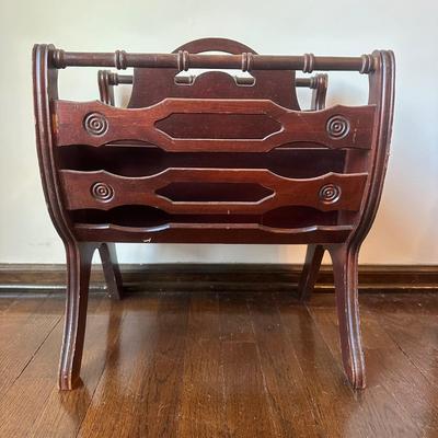 LOT 124H: Vintage Wingback Lounge Chair w/ Magazine Rack