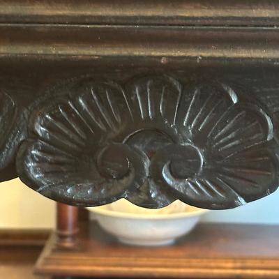 LOT 125D: Antique 1890s Beautifully Carved French Wood Extendible Versailles Top Dining Table w/ 4 Matching Chairs