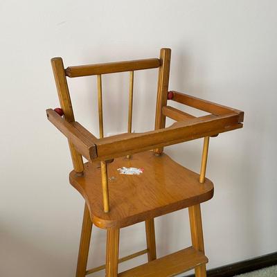 LOT 128L: Vintage MCM Doll High Chair, Brass American Girl Doll Bed & Children’s Bed Frame