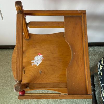 LOT 128L: Vintage MCM Doll High Chair, Brass American Girl Doll Bed & Children’s Bed Frame