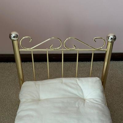 LOT 128L: Vintage MCM Doll High Chair, Brass American Girl Doll Bed & Children’s Bed Frame