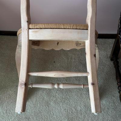 LOT 129L: Two Vintage French Hand Painted Ladder Back Chairs