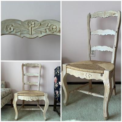 LOT 129L: Two Vintage French Hand Painted Ladder Back Chairs