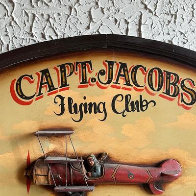 LOT 133F: Vintage Capt. Jacobs Flying Club Aviation 3D Painting Sign Circa 1960’s