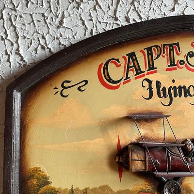 LOT 133F: Vintage Capt. Jacobs Flying Club Aviation 3D Painting Sign Circa 1960’s