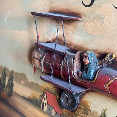 LOT 133F: Vintage Capt. Jacobs Flying Club Aviation 3D Painting Sign Circa 1960’s