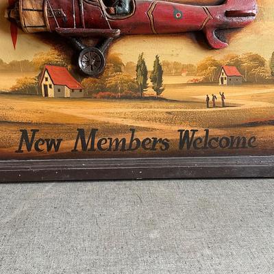 LOT 133F: Vintage Capt. Jacobs Flying Club Aviation 3D Painting Sign Circa 1960’s