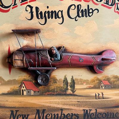 LOT 133F: Vintage Capt. Jacobs Flying Club Aviation 3D Painting Sign Circa 1960’s