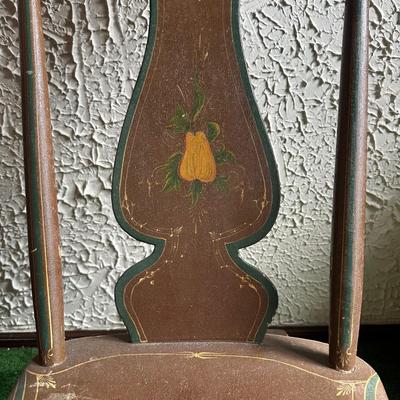 LOT 136F: Antique Hand Painted Wooden Rocking Chair