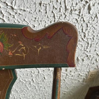 LOT 136F: Antique Hand Painted Wooden Rocking Chair