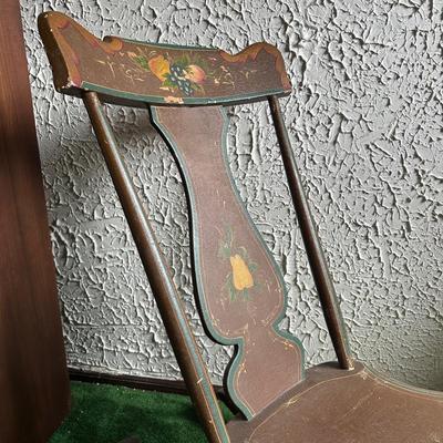 LOT 136F: Antique Hand Painted Wooden Rocking Chair