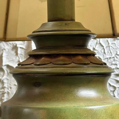 LOT 139F: Pair Of Beautiful Vintage Table Lamps w/ Vintage Decoupage Lithograph Lamp Shades