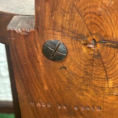 LOT 141F:Antique Early 20th Century Hand Craved Wooden Chair Made In Spain