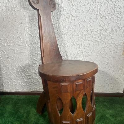 LOT 141F:Antique Early 20th Century Hand Craved Wooden Chair Made In Spain