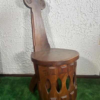 LOT 141F:Antique Early 20th Century Hand Craved Wooden Chair Made In Spain