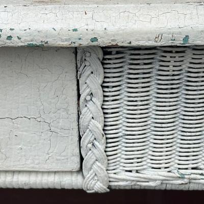 LOT 145G: Antique White Wicker Desk w/ Side Table