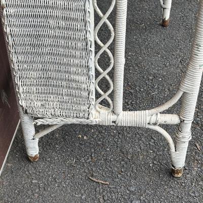 LOT 145G: Antique White Wicker Desk w/ Side Table