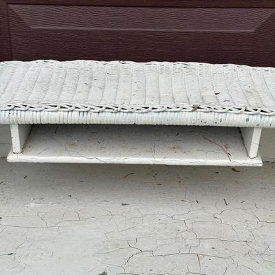 LOT 145G: Antique White Wicker Desk w/ Side Table