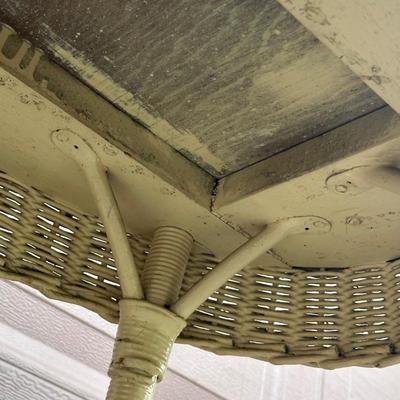 LOT 145G: Antique White Wicker Desk w/ Side Table