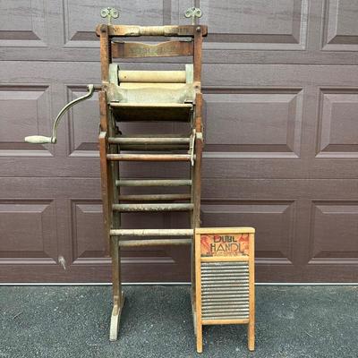 LOT 151G: Antique Markson Wringer Washstand & Dubl Handi Washboard
