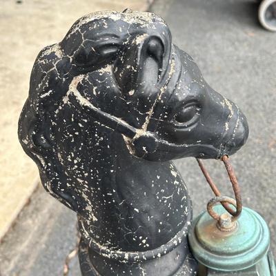 LOT 153O: Pair of Antique Colonial Era Horse Hitches w/ Copper Lanterns