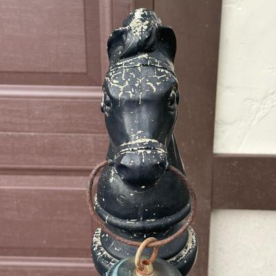 LOT 153O: Pair of Antique Colonial Era Horse Hitches w/ Copper Lanterns