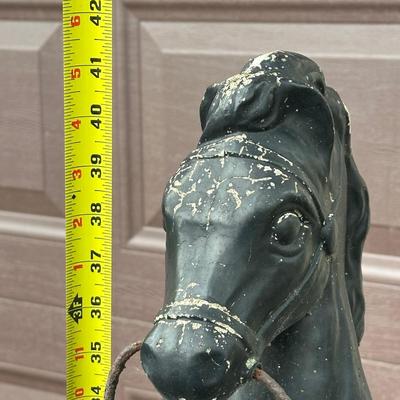 LOT 153O: Pair of Antique Colonial Era Horse Hitches w/ Copper Lanterns