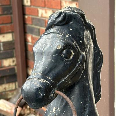 LOT 153O: Pair of Antique Colonial Era Horse Hitches w/ Copper Lanterns