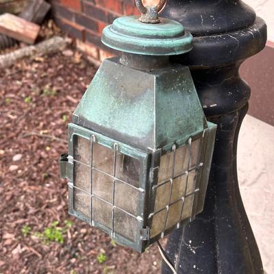 LOT 153O: Pair of Antique Colonial Era Horse Hitches w/ Copper Lanterns