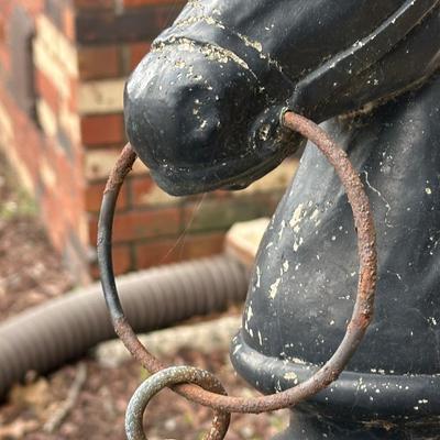 LOT 153O: Pair of Antique Colonial Era Horse Hitches w/ Copper Lanterns