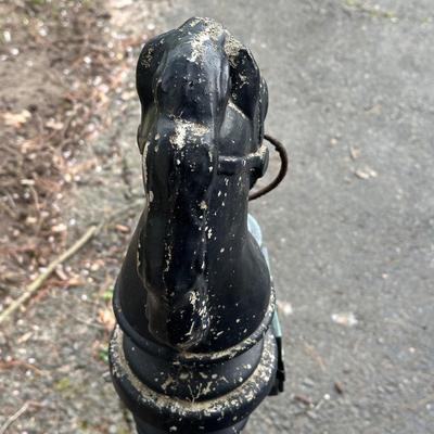 LOT 153O: Pair of Antique Colonial Era Horse Hitches w/ Copper Lanterns