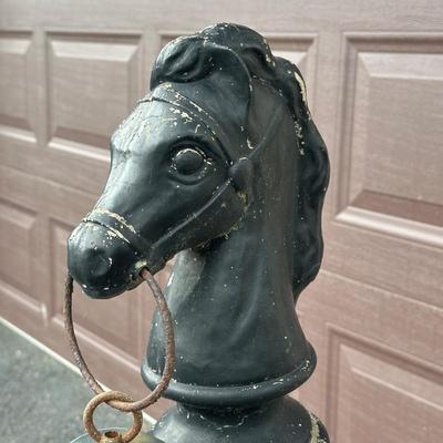 LOT 153O: Pair of Antique Colonial Era Horse Hitches w/ Copper Lanterns